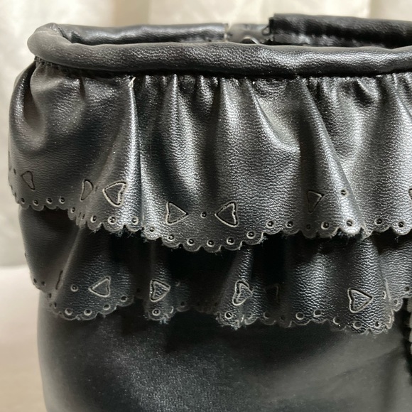 Black Booties w heart detail - Picture 3 of 9